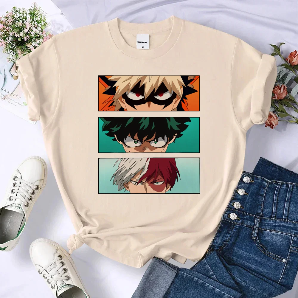 Deku Bakugou Katsuki Todoroki Anime t-shirts women active wear printed design blend tshirt girl y2k 2000s comic clothes