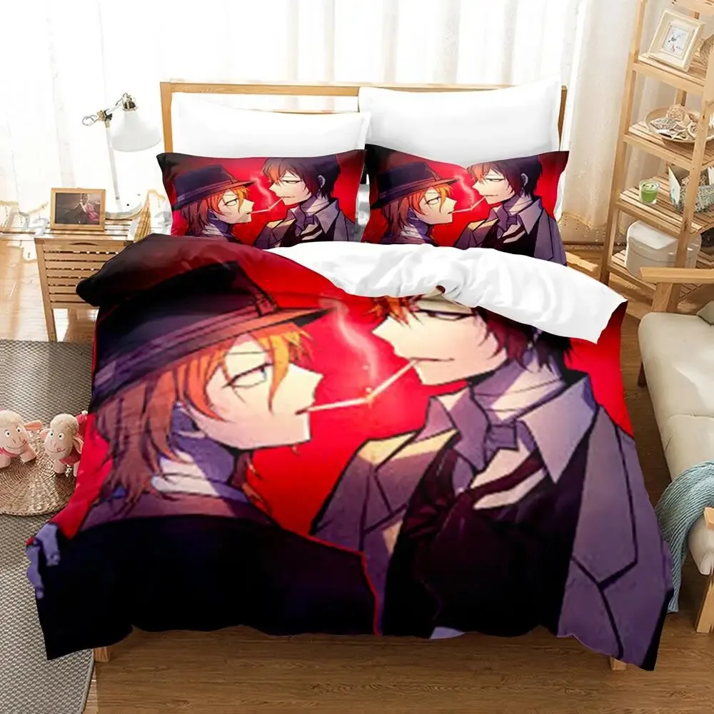 2026 B-Bungo S-Stray D-Dogs Duvet Cover Pillowcase Bedding Set Adult Boy Girl Bedroom Decoration Single Double Large Size