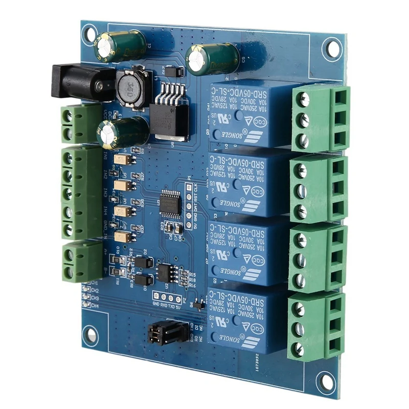 

5-кратный 4-Канальный Релейный Модуль Modbus Rtu, вход 485 Ttl коммуникационная плата интерфейса Uart 4-канальный вход 7-24 В, релейный модуль