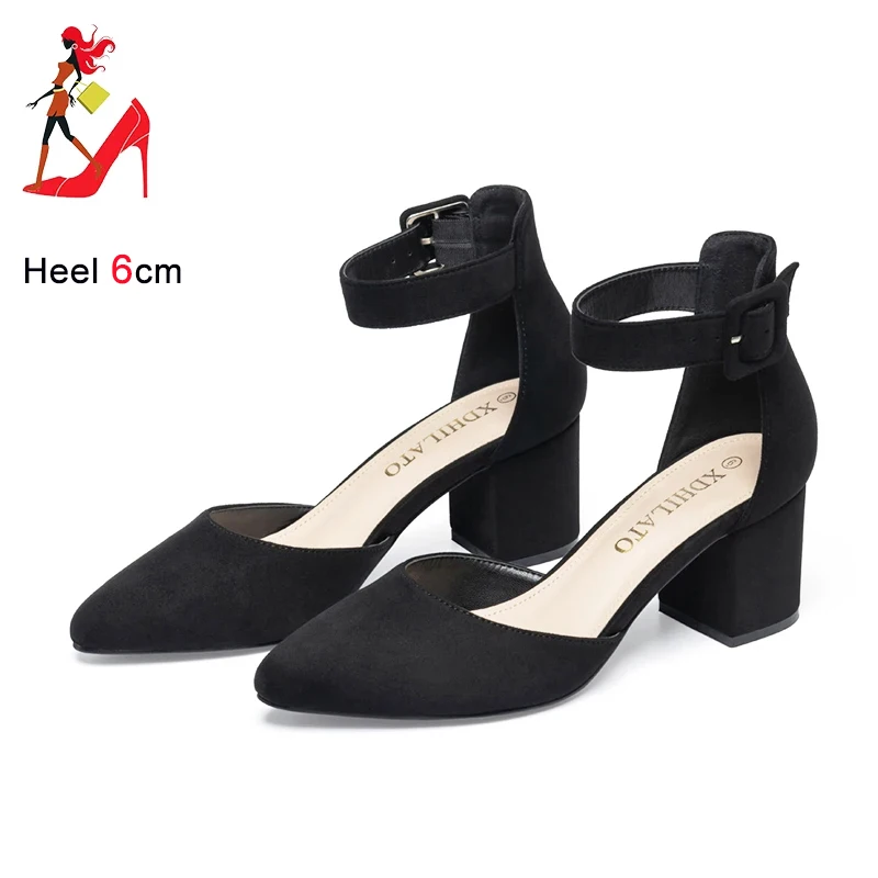 Ankle Buckle Strap Women Sandals 6CM Square Heel Party Dress Shoes 2024 New Summer Elegant With Baotou High Heels Shoe Female