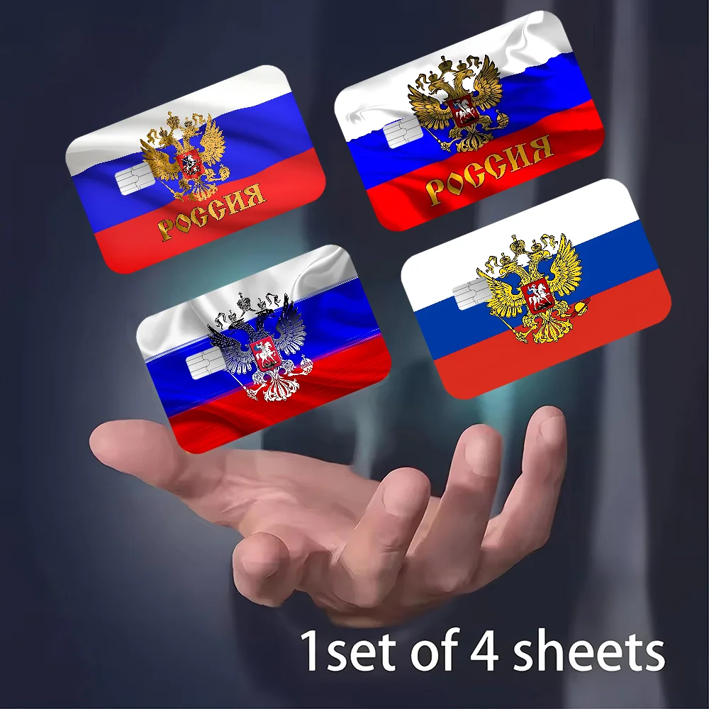 روسيا العلم أنيمي الغطاء الأمامي لاصق غشائي الجلد لبطاقة الخصم الائتمان رقاقة صغيرة كبيرة