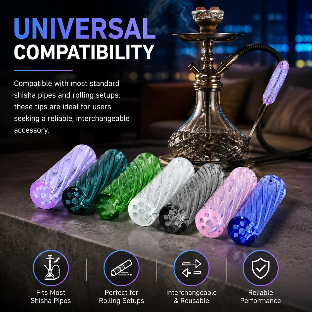 5Pcs Mini Glass Cigaret Pipe Filter Tips Round Mouth for Dry Herb Tobacco Rolling With 7 Holes Cigarette Glass Tool 7/8/12mm view 3