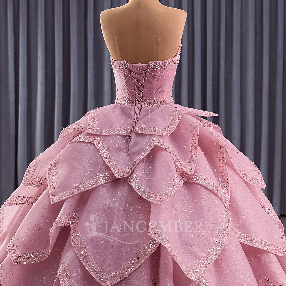 Luxury Ball Gown Quinceanera Dress Removable Train Sparkly Bead Crystal 3D Floral Cut-out vestidos de 15 quinceañera Customized