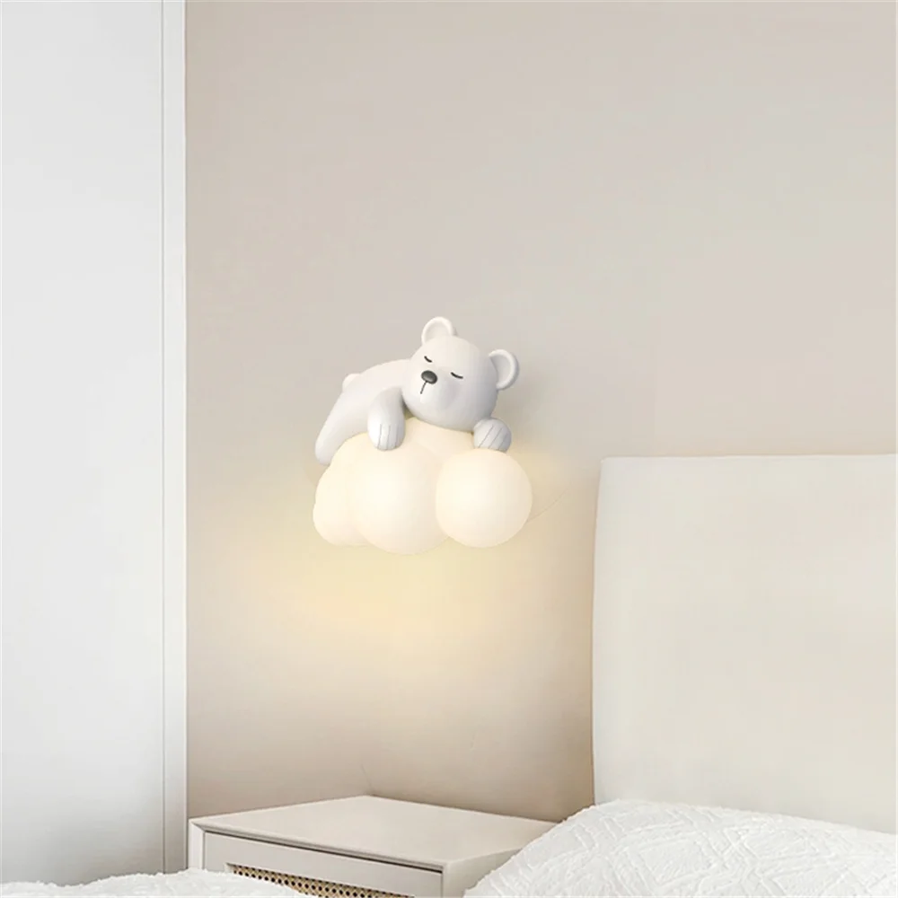 Imagem -03 - Cartoon Bear e Rabbit pe Shade Changing Led Lâmpada de Parede Quarto Infantil Luzes Noturnas Dormindo Estudo Cafeteria Arandelas do Corredor