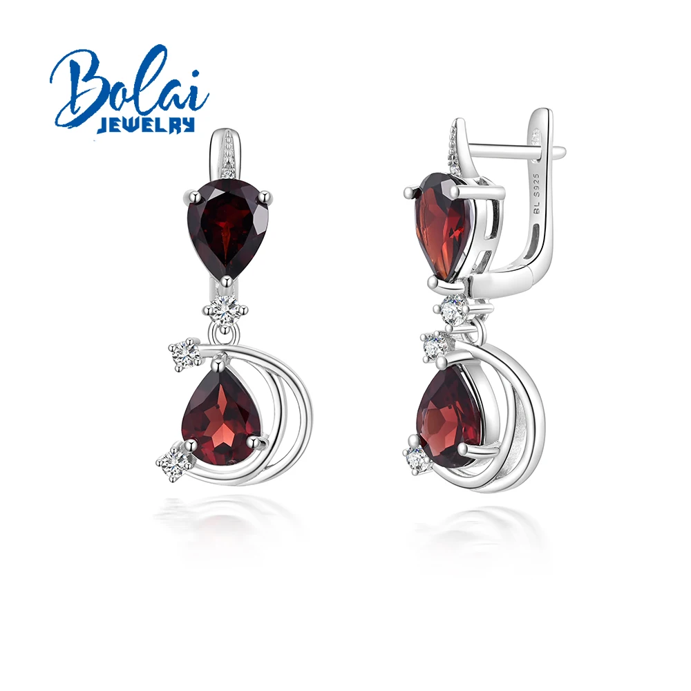 

Classic Romantic Silver Teardrop Dangle Earrings Natural Garnet Lovely Jewelry Gift for Wife,Mom & Sister on Special Occasions