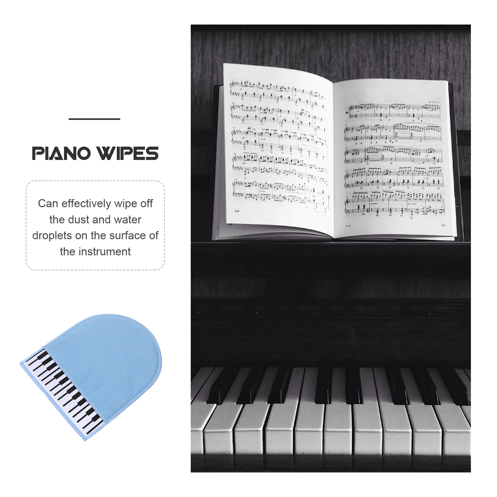 

1pc Supple Piano Cleaning Cloth Glove Dust Removal Polishing Wipe For Instrument Multi-Functional Musical Tool Sky-Blue