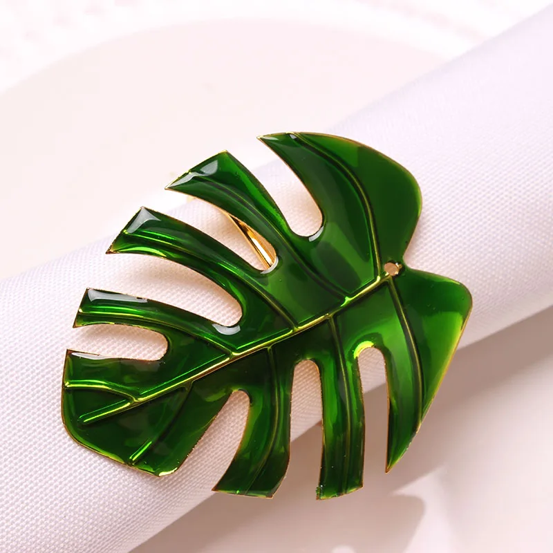 Napkin Rings Holders Green Monstera Deliciosa Leaf Buckle Novelties Becket For Hotel Wedding Party Event Dining Table Decoration