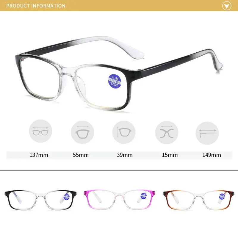 Zilead Gradient Color Reading Glasses Women Men Anti-Blue Light Prescription Presbyopia Eyewear For Elderly +1.0 +1.5 +2.0 +2.5