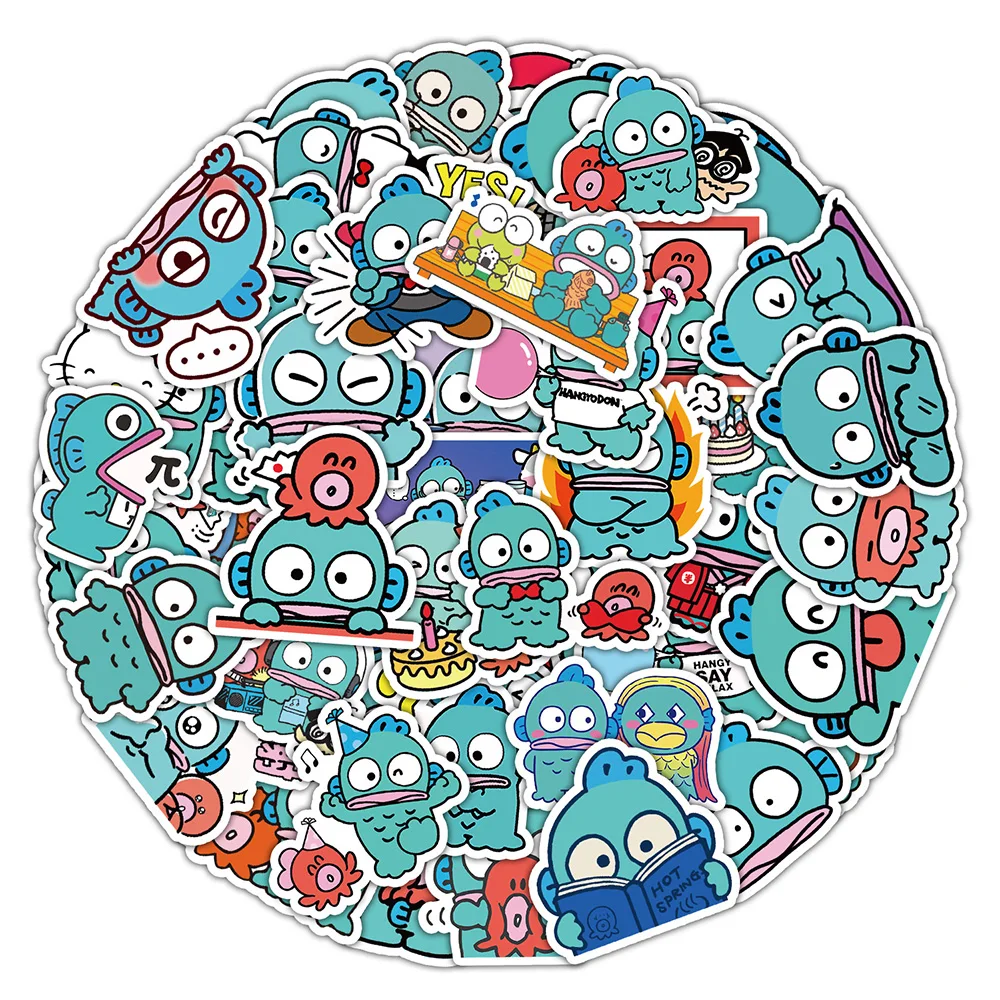 10/30/50pcs Funny Anime Ugly Fish Hanton Stickers Cute Sanrio Cartoon Waterproof Sticker for Luggage Car Computer Classic Decals