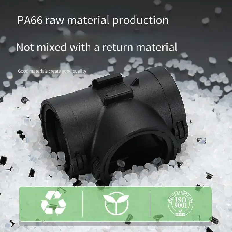 10Pcs Flame-Retardant PA66 Corrugated Pipe Tee Joint T-Type Wire Harness Buckle Diverter Y-Type Openable Hose Buckle for Electro