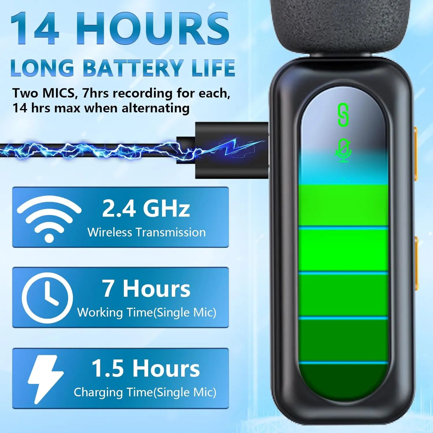 Nuevo micrófono Lavalier inalámbrico, micrófonos con Clip para grabación de vídeo con soporte magnético y reducción de ruido para iPhone Android PC Live