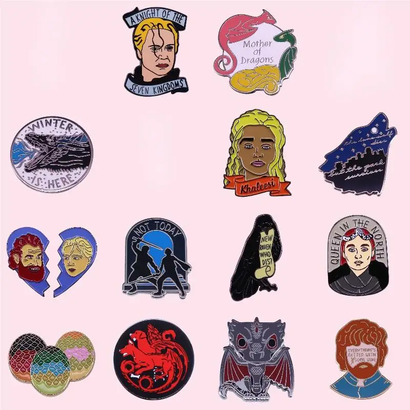Pin Club | Classic Movie Characters Thrones Wolf Feminist High Quality Brooches Cartoon Badge Clothes Accessories Gift Wholesale