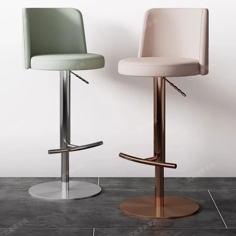 

Nordica High Lift Bar Chair Leather Retro Kitchen Swivel Counter Chair Metal Waterproof Banqueta Alta Bar Lounge Furniture