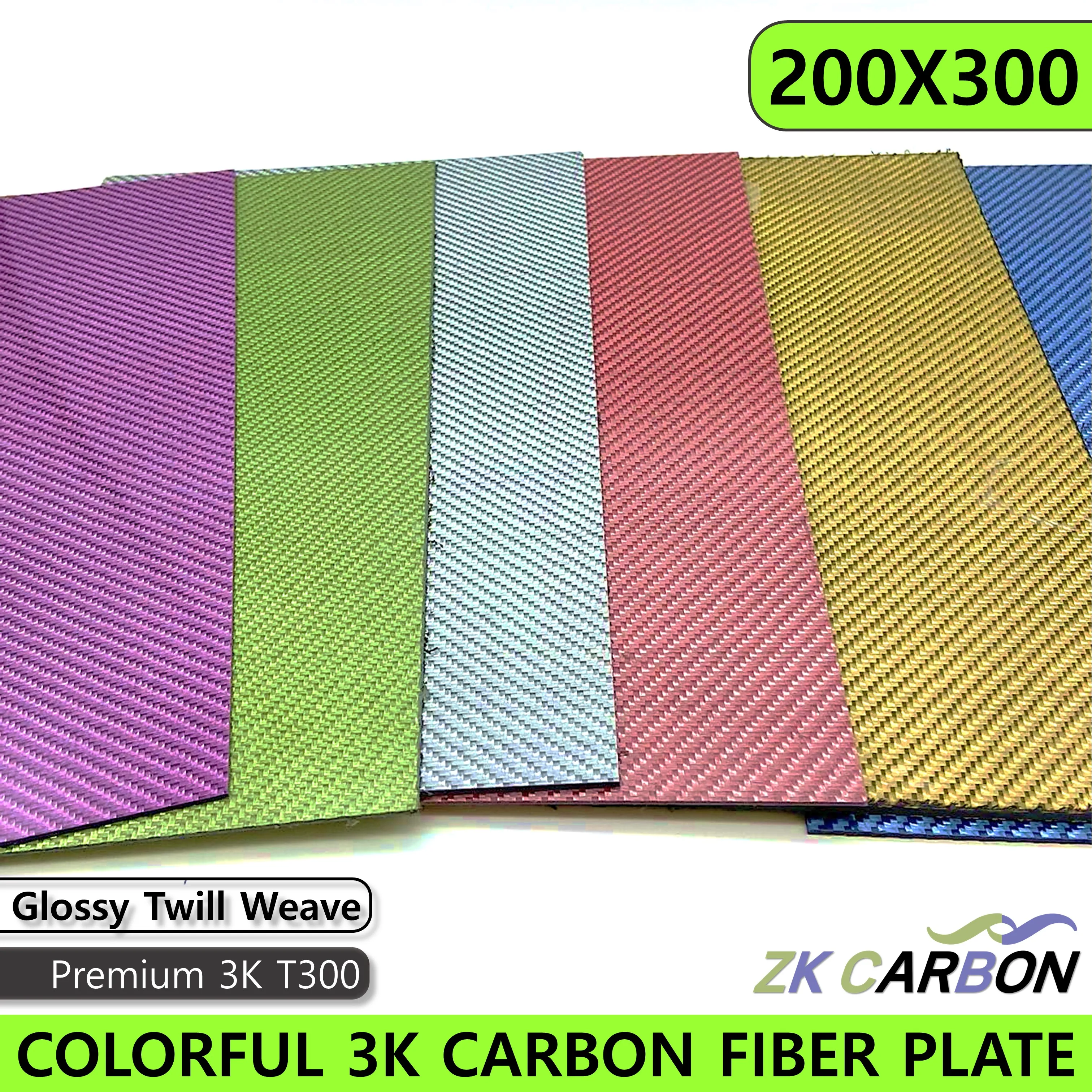 Multicolor Carbon Fiber Plate Silver Gold Green Blue Pink Purple 200x300mm 3K Carbon Fiber Composite Board Panel