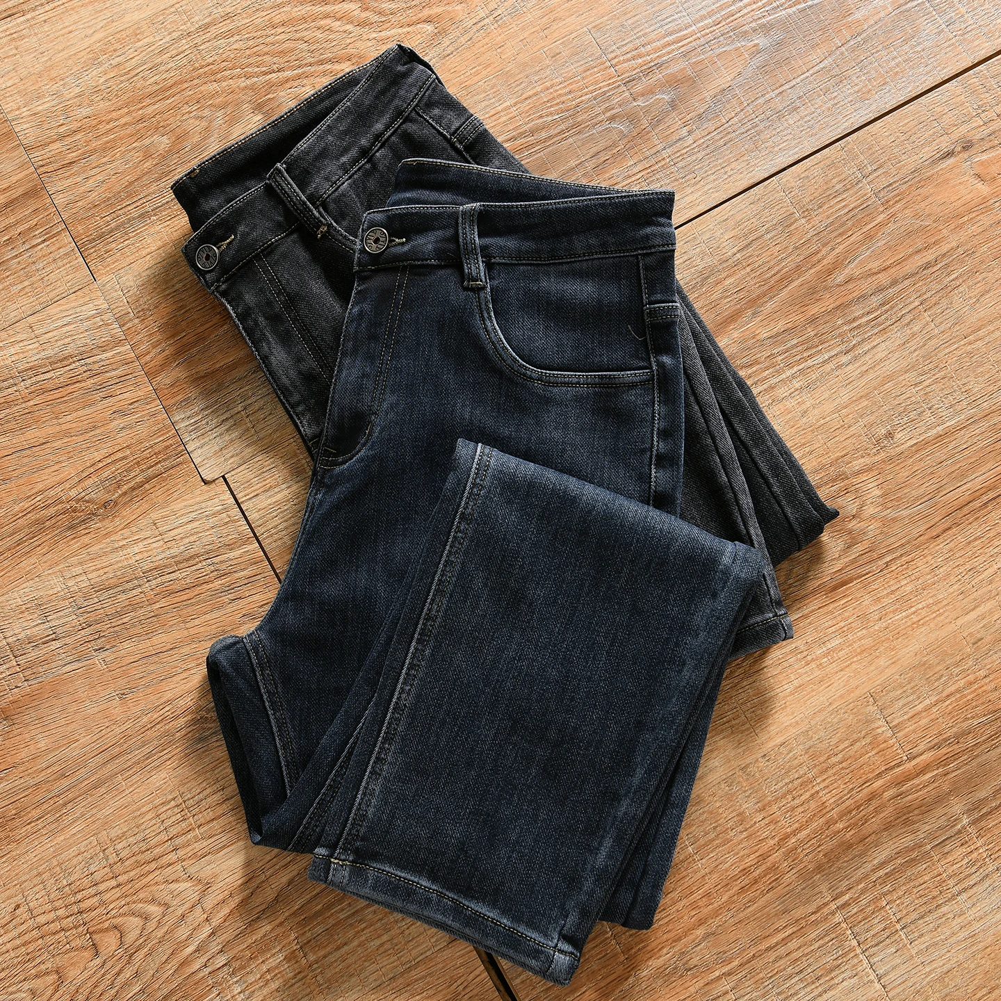 Comfortable Soft Versatile Casual Men's Denim Jeans Autumn Winter Fashionable All-Match Stretchy Standard Fit Straight Leg Jeans