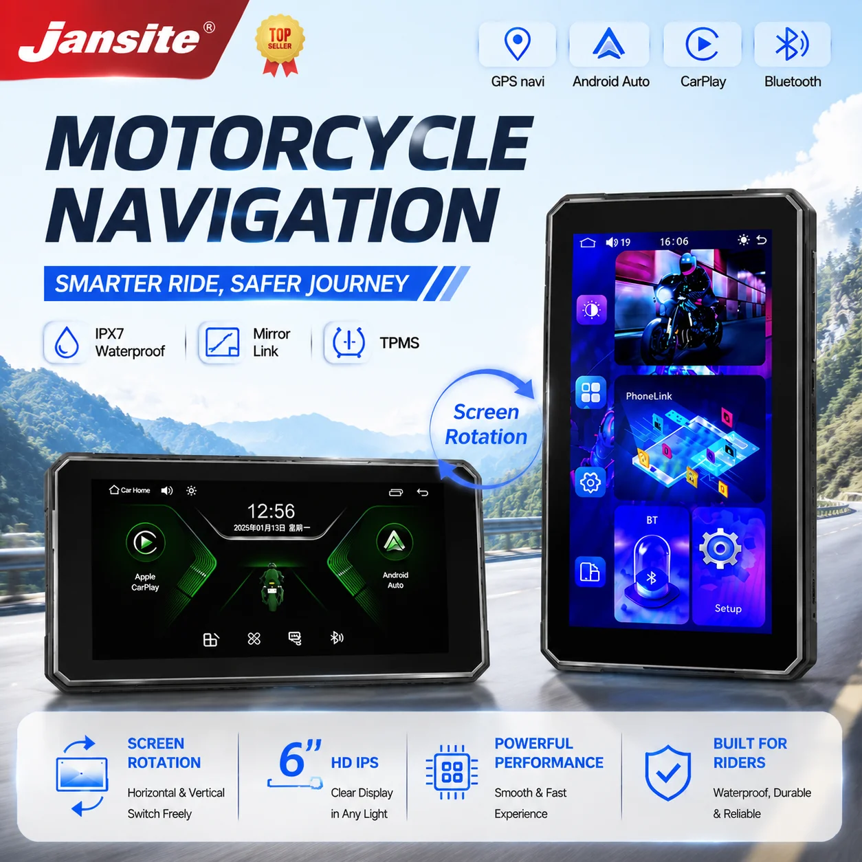 Photography Digital - Портативный 6-дюймовый мотоциклетный GPS-навигатор Jansite с