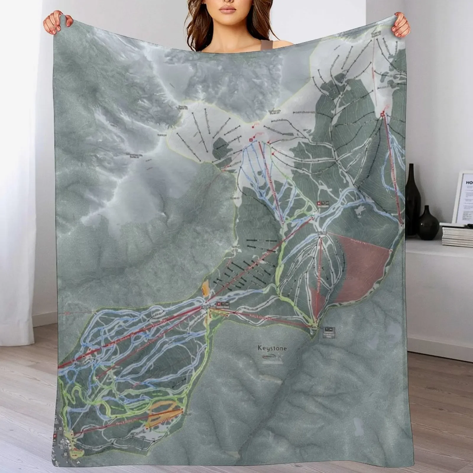 Keystone Resort Trail Map Throw Blanket Flannel Fleece Soft Warm Throw Blanket