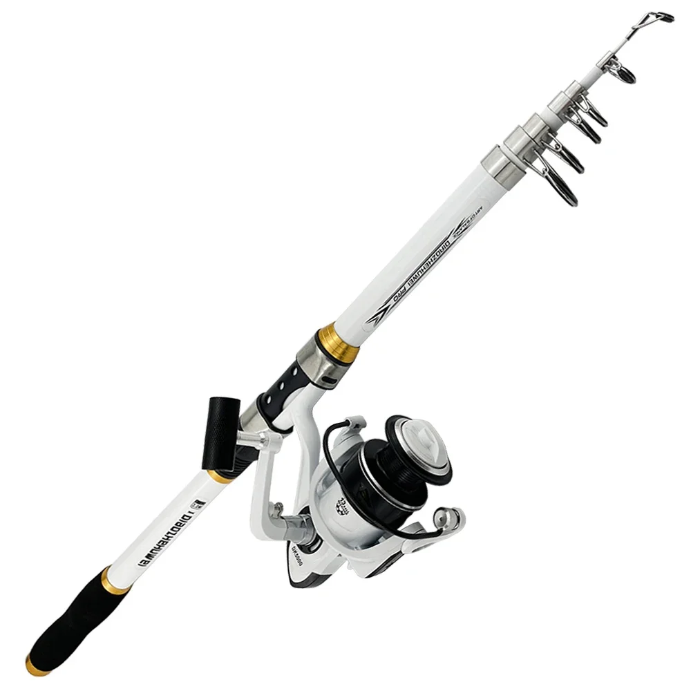 Lightweight Sea Fishing Rod 2.1-3.6M Telescopic Protable Sea Pole Gear Ratio 5.2:1/5.1:1 Spinning Reel Set Travel Tackle