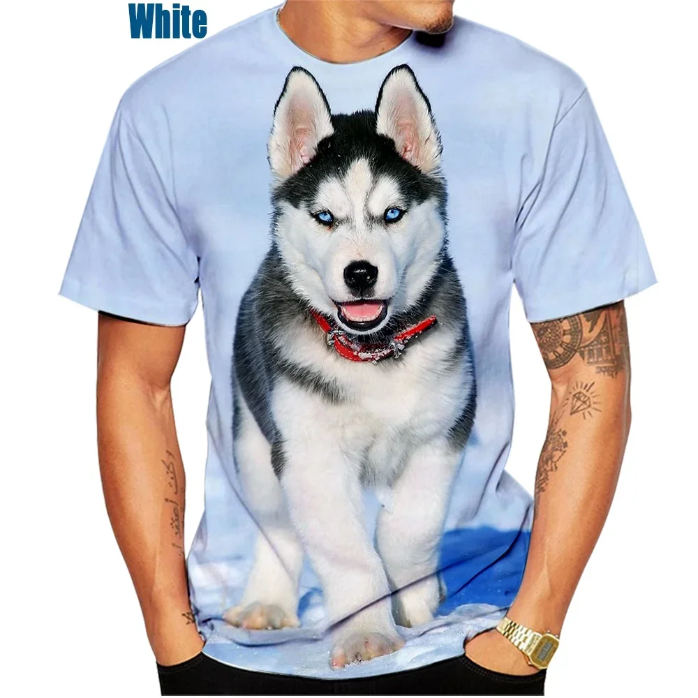 Summer Funny Personality Creative O-neck T-shirt New Fashion Animal Siberian Husky 3D T-shirt