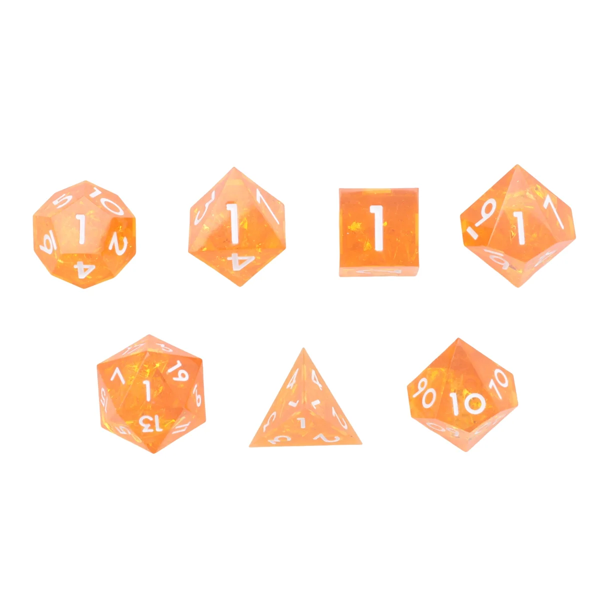 【STOCK】Polyhedral Dice Set 7 Piece Handmade Dice Set with Edges for Table Games ,Shiny Orange