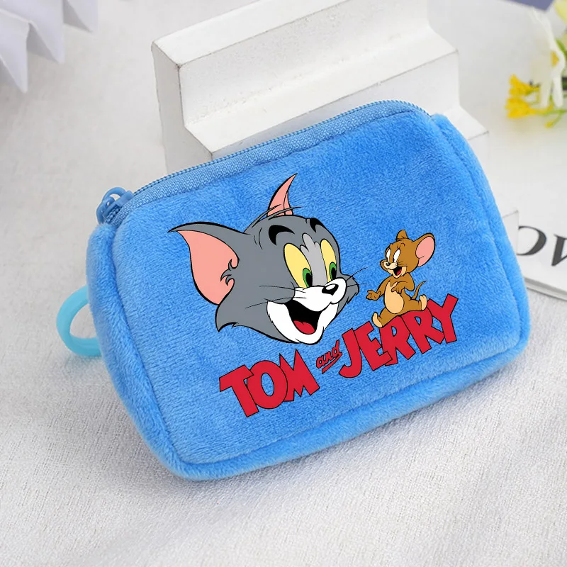 Porte-monnaie carré Tom et Jerry, portefeuilles imprimés de dessins animés, mini pochette de rangement portable Kawaii, sac à monnaie mignon, cadeaux d'anniversaire