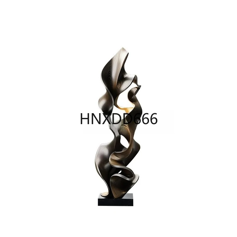 

Abstract solid wood sculpture ornament light luxury hotel model room entrance decoration