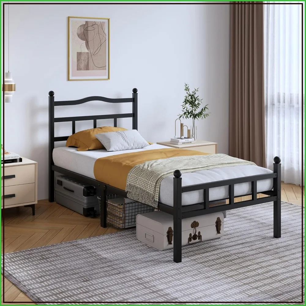 Twin XL Metal Bed Frame 14 Inch with Headboard Footboard, Heavy Duty Platform, No Box Spring Needed