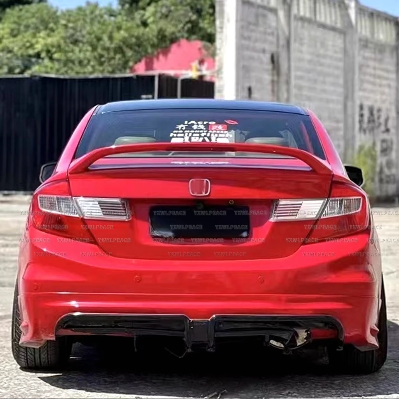 For Honda Civic 9.5th Gen 2014 2015 With Lights Style ABS Plastic Unpainted Color Rear Trunk Lip Spoiler Body Kit Accessories