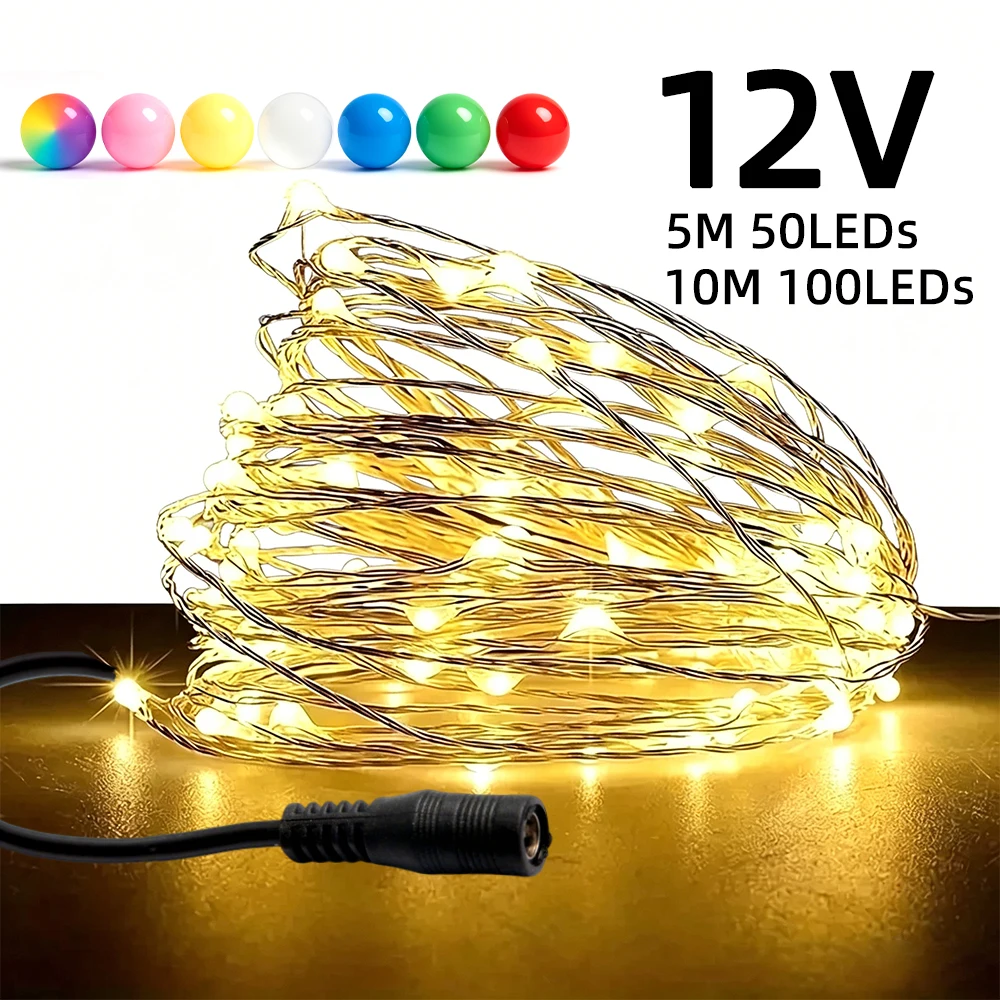 IP65 DC 12V LED Kupferdraht Lichterkette 5M 10M Flexibel Wasserdicht für Innen- und Außenbereich Party Festival Heimdekoration DIY