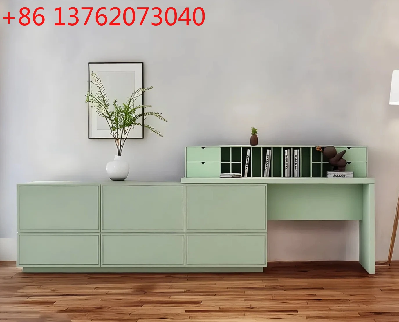 White piano lacquered vanity, bedroom extendable TV cabinet, desk