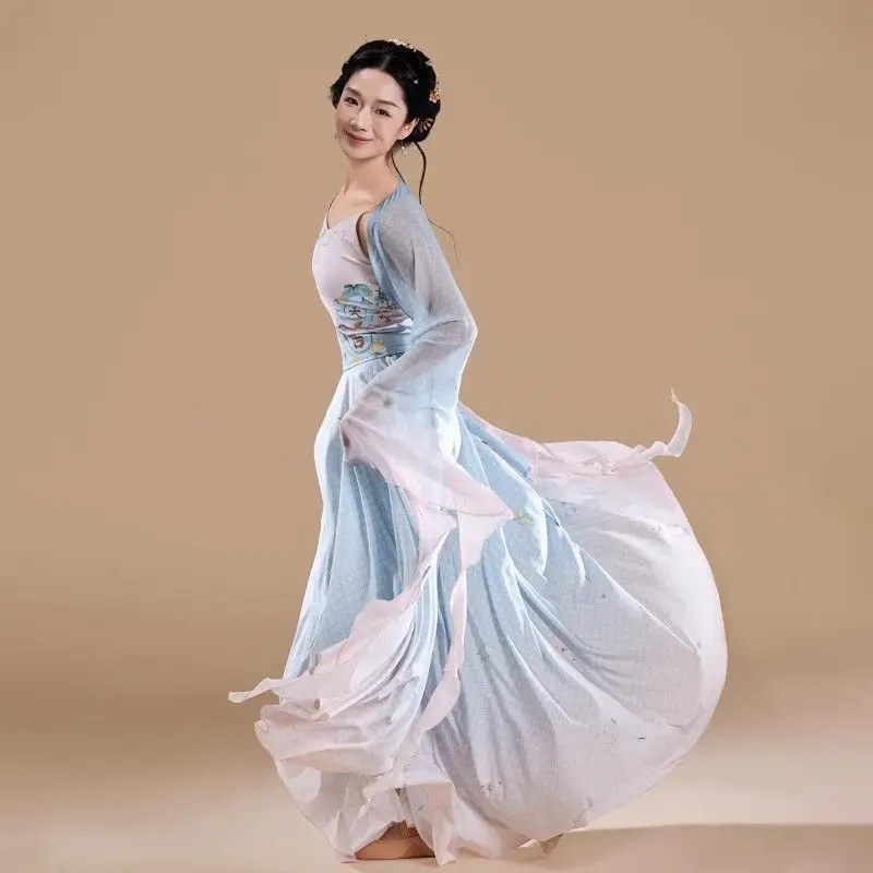 

[Dreamy Patterns]Classical New Chinese Style Dance Costume With Fairy Hair Gauze Dress, Dynamic And Elegant Dance Costume,