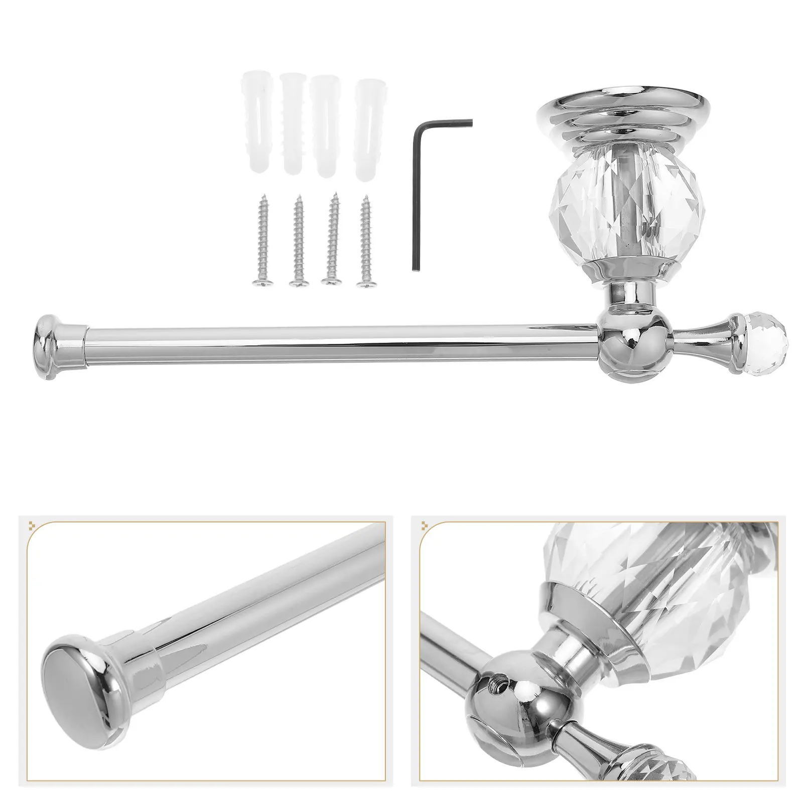 

Crystal Toilet Paper Holder Stainless Steel Wall Mount Bathroom Kitchen Laundry Storage Wall Mounted Towel Holder