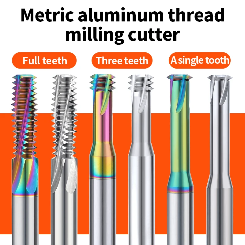 Imagem -02 - Dentes Completos de Carboneto Sólido Rosca Fresa Aço de Tungstênio para Alumínio Dlc Revestido M1.6 m2 M2.5 m3 m4 m5 m8 M10 M12 M14 M16