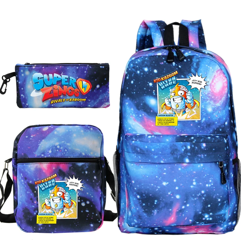 

Super zings mochilas livro sacos de viagem mochila portátil mochila escola bagpacks 3 pçs/set mochila para crianças