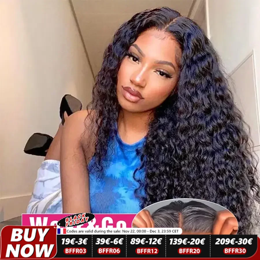 Deep Wave 5x5 Glueless Wig Wear And Go Human Hair Pre Plucked 6x4 Curly Brazilian Transparent Lace Clsoure Wigs For Black Women