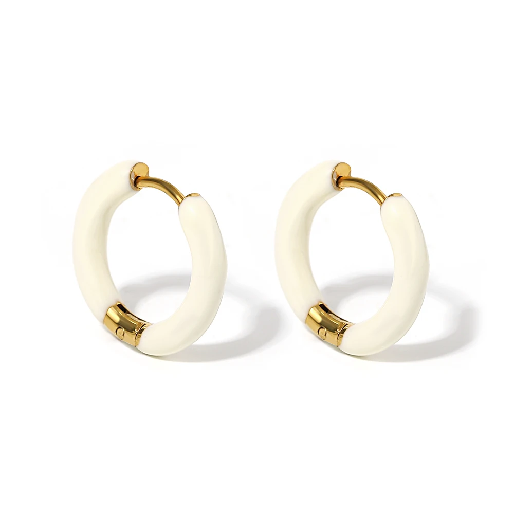 Kleurrijke neon emaille Huggie hoepels oorbellen roestvrij stalen sieraden voor vrouwen Dopamine kleine oor manchet piercing dikke sieraden