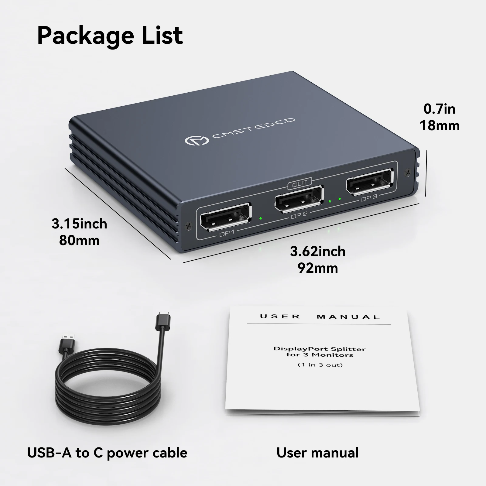 Divisor DisplayPort para adaptador de triple monitor Divisor DisplayPort 4K@60Hz 1 en 3 salidas para 3 monitores Soporte HDMI Modo extendido