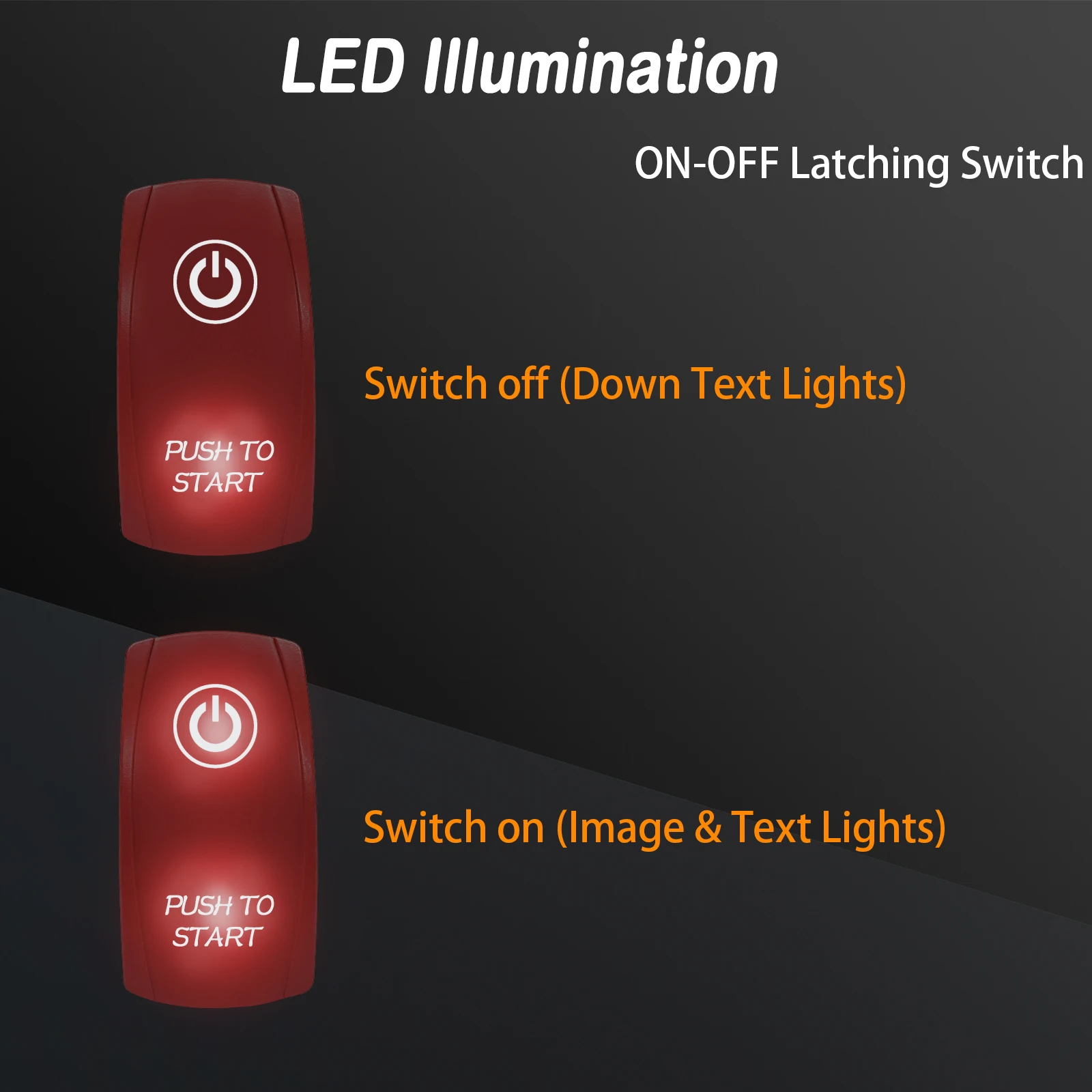 12 فولت 20A ادفع لبدء زر مؤقت أبيض Led الروك التبديل (ON)-OFF تبديل التبديل لسيارة شاحنة قارب ATV UTV دراجة نارية RZR #4