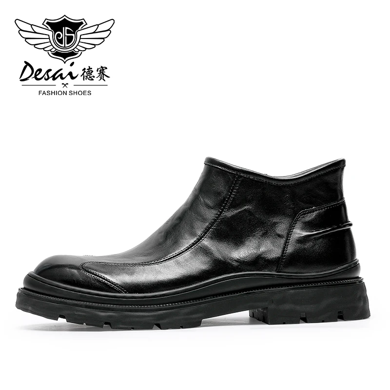 

Dolcara Men Genuine Leather Chelsea Boots Anti Slip-On Business Men Ankle Boots Fashion New Arrival