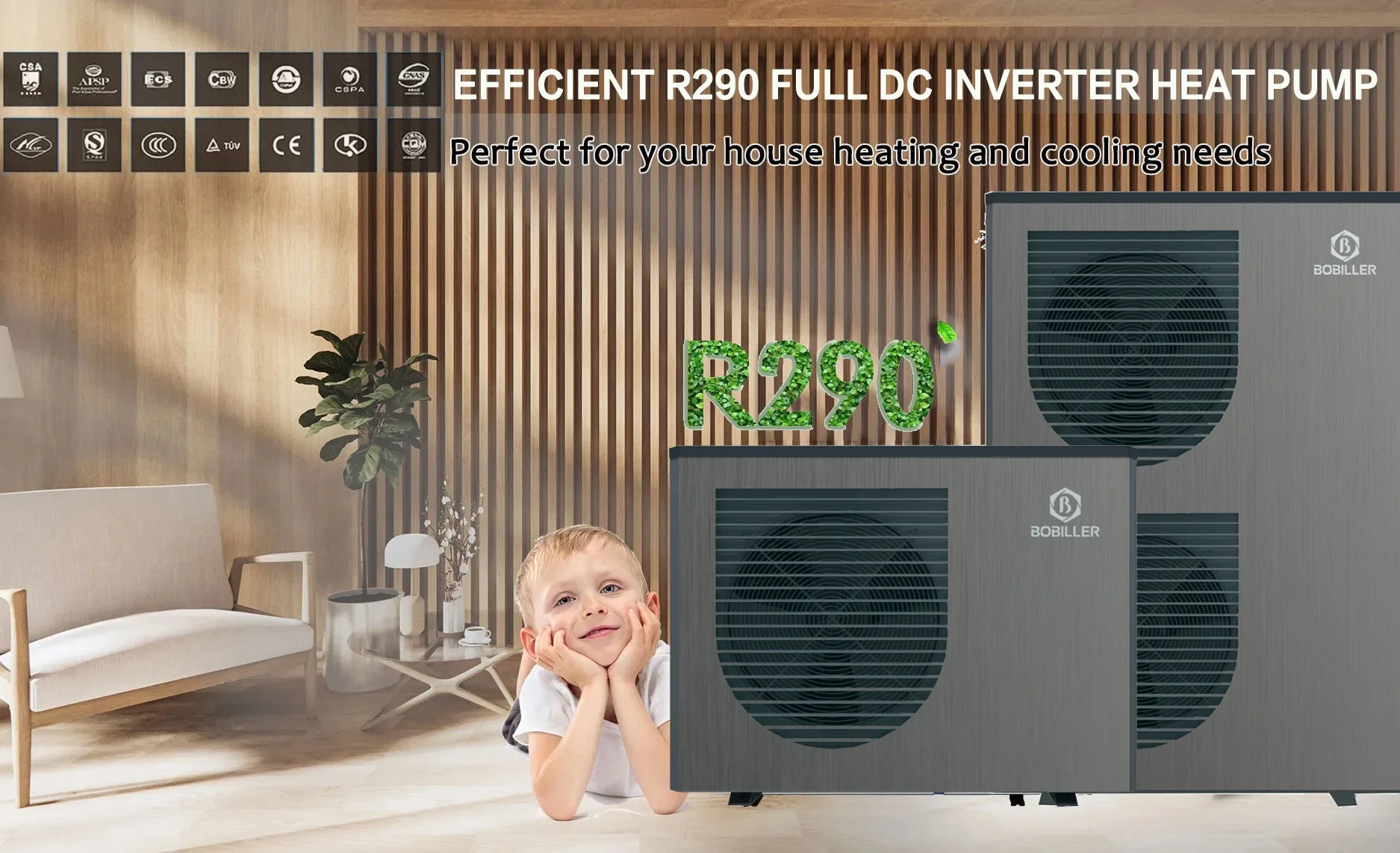 R290 Air To Water Heat Pump High Efficiency 18KW  Water Heaters For Residential Use In Cold Winter