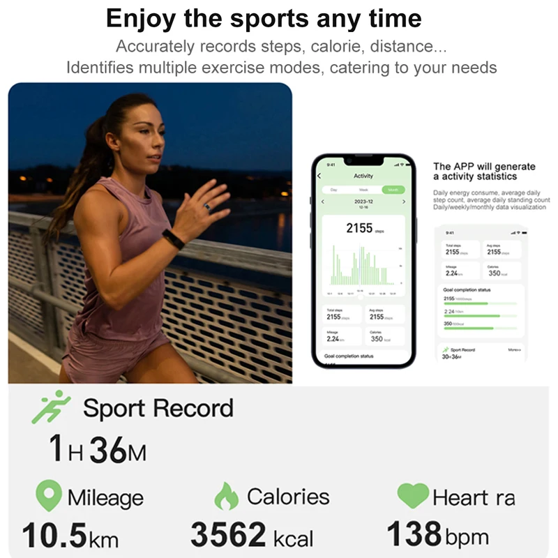R02 Smart Ring Men Women with Charging Case,Heart Rate Blood Oxygen Monitor,Multi-sport Mode,5ATM Waterproof For Android IOS image 3