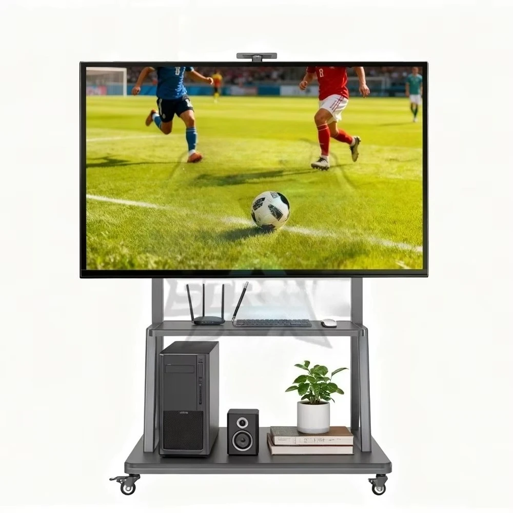 Heavy Duty Mobile TV Stand Cart, 200kg Load for 60-120 Inch Screens, 1135-1475mm Height Adjustable, VESA 1000x600mm