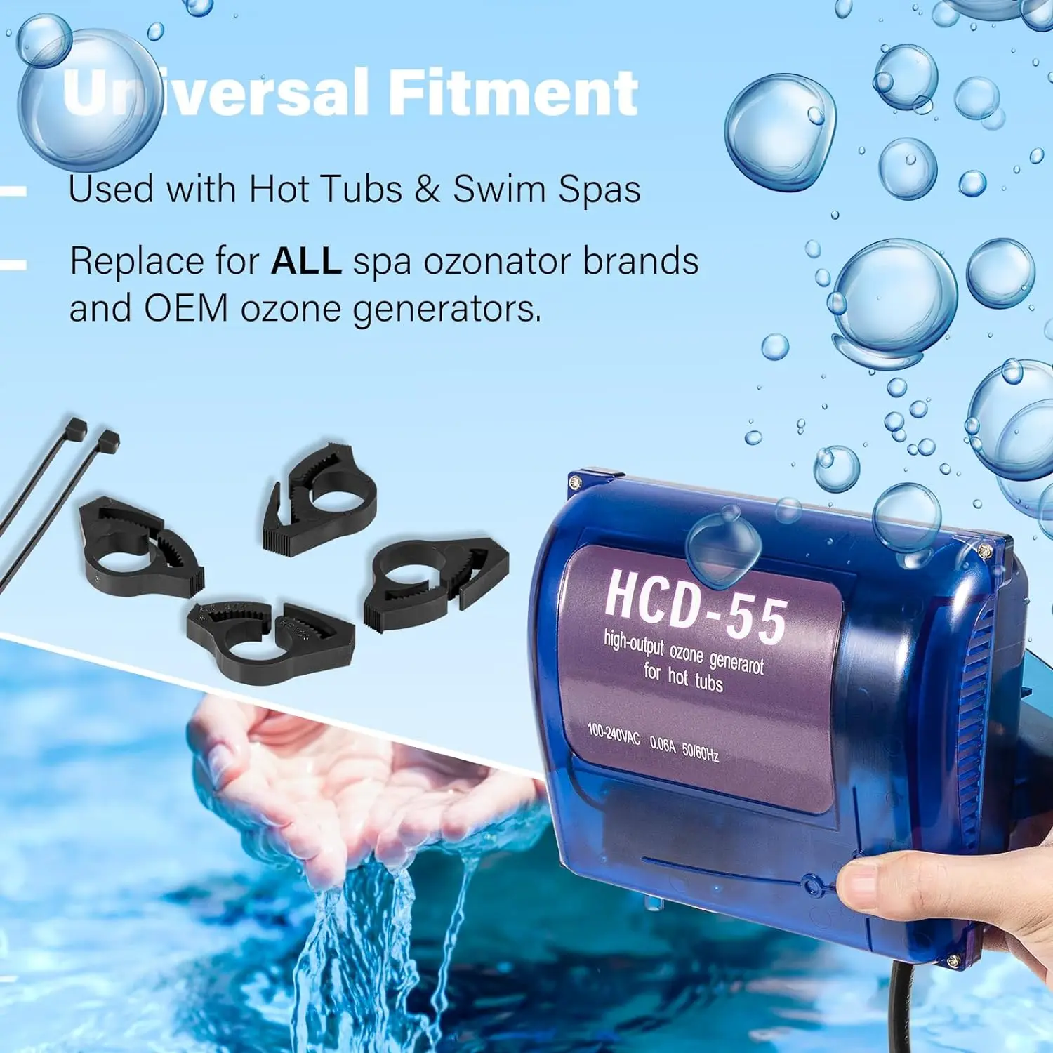 TM HCD-55 Spa Ozonator Kit: Hi-Output Ozone Generator Replacement for Clarathon for Hot Tubs & Swim Spas