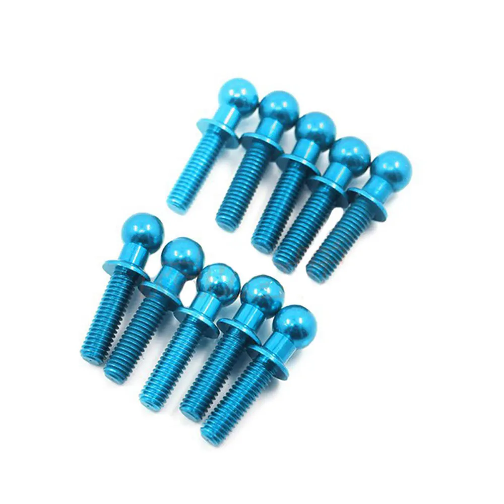 Blue Black Red M3 x 6 8 10mm Ball head 7075 Aluminum Alloy Ball Head Screw Bolts For Model Aircraft Car DIY