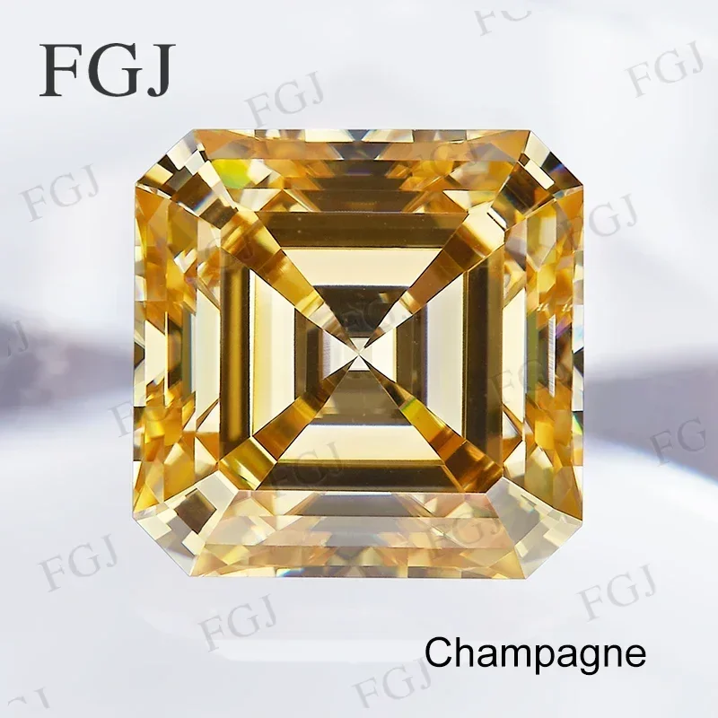 Top Kwaliteit Moissanite Diamond Asscher Vorm Lab Grown Edelsteen Champagne VVS1 Met GRA Mode Kralen Maken Verlovingscadeau DIY