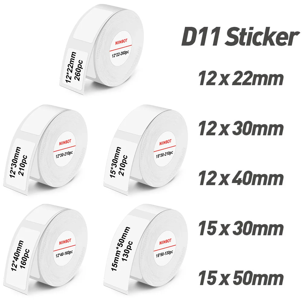 Niimbot D11 Label Tape Sticker D110 D11 Label Paper self-adhesive Labels Waterproof White Niimbot D11 Labels for Niimbot Printer