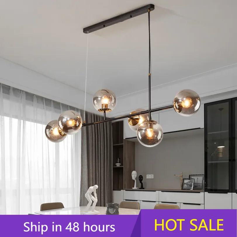 

Nordic Glass Pendant Light for Island Dining Room Kitchen Hanging Lamp Smoky Gray Amber Decoration Home Interior Modern Fixtures