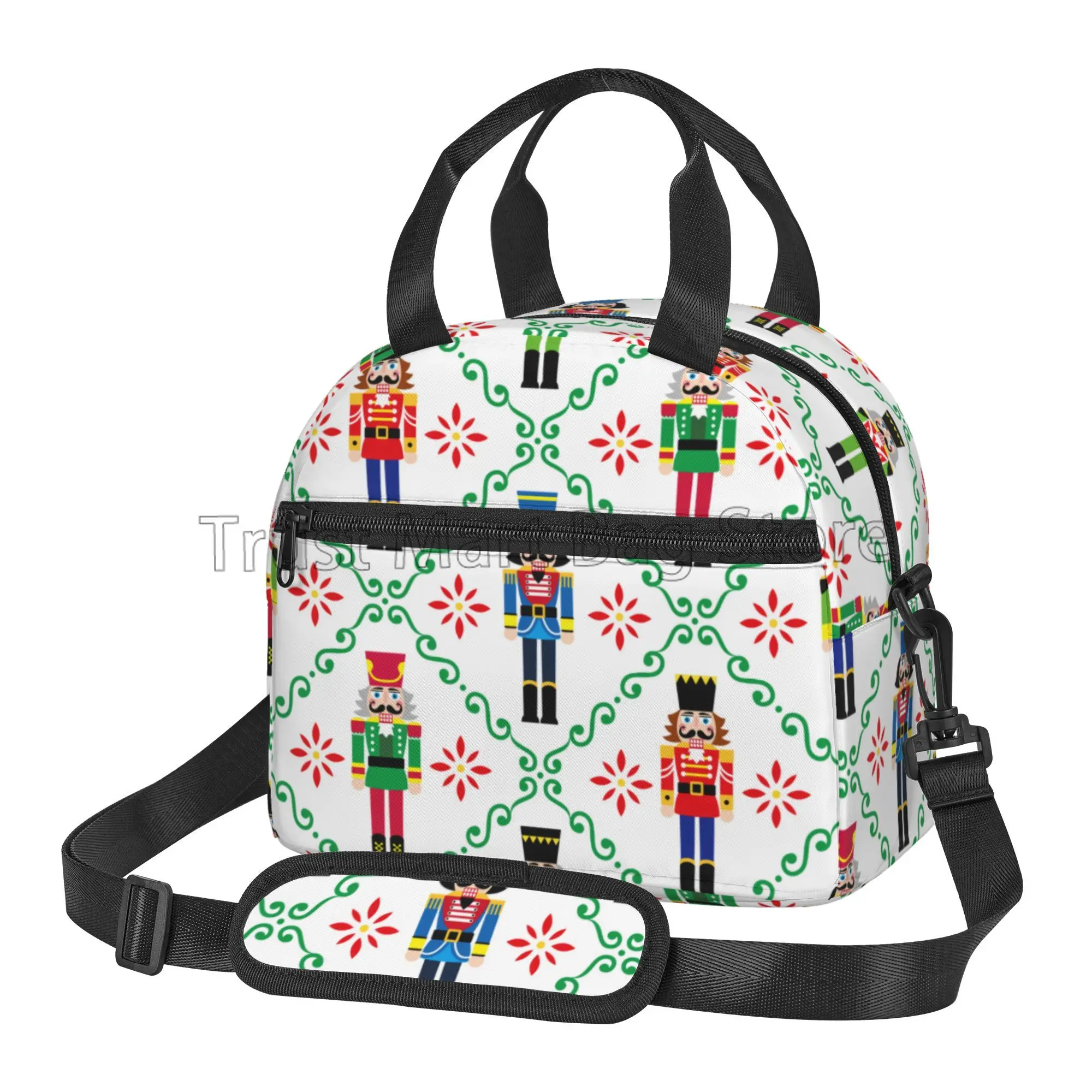 Christmas Nutcrackers Print borsa termica per il pranzo borsa portatile grande Bento borse termiche riutilizzabili con tracolla