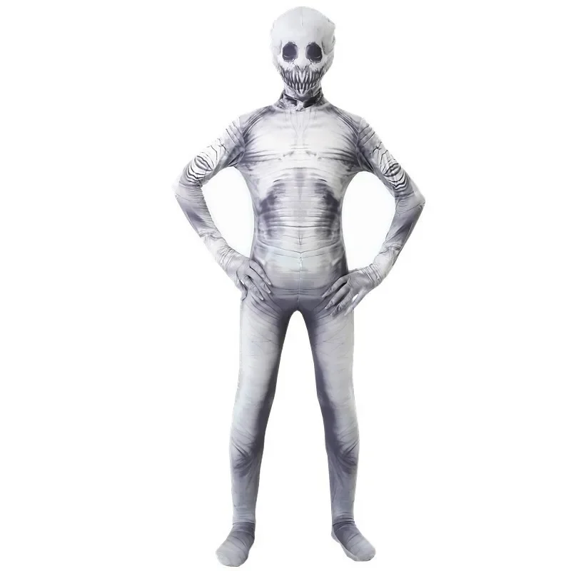 Disfraz de esqueleto de Halloween, disfraz de zombis, mono de esqueleto aterrador, ropa de actuación Unisex para niños y adultos, vestido de fiesta UY53