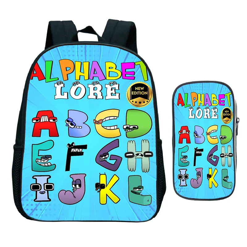 Kids 2pcs Set Backpack Alphabet Lore Print School Bag for Preschool Boys And Girls Kindergarten Backpack Waterproof Bookbag Gift